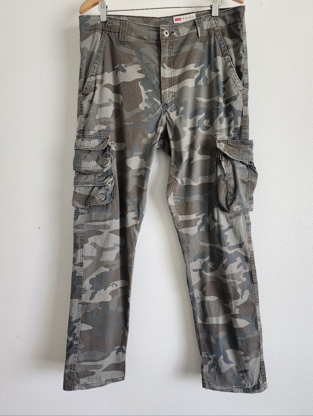 Wrangler Mens Camo Cargo Pants 36x32 Regular Taper Camouflage Stretch Utility - Picture 2 of 11